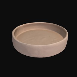 flat pink circular ceramic sculpture with raised edge