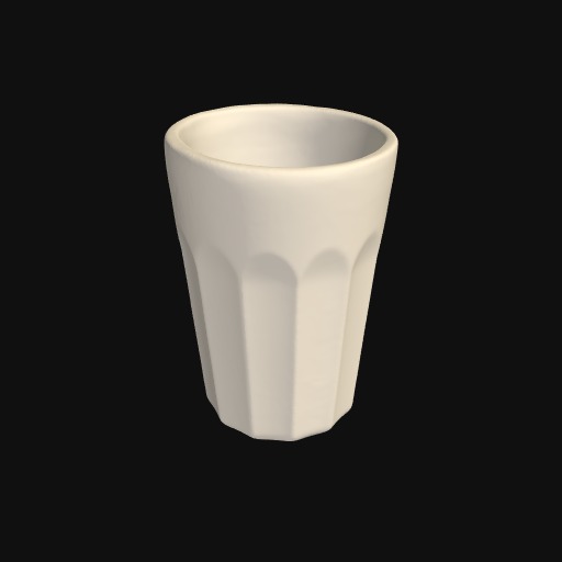 off-white pastel vessel, shaped like a cup with inverted oval textures.