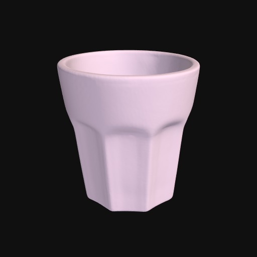 pink pastel vessel, shaped like a cup with inverted rectangular textures.