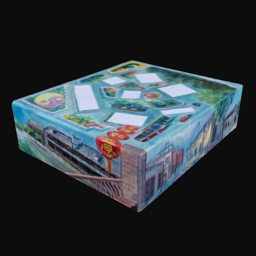 rectangular 3D box with details of the city of Beijing