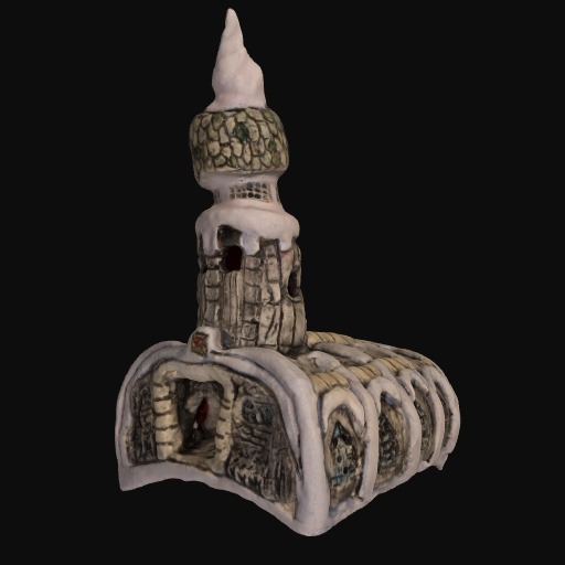 abstract castle with white textured turret and white tip