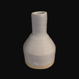 white textured ceramic sculpture with long neck and small rounded opening