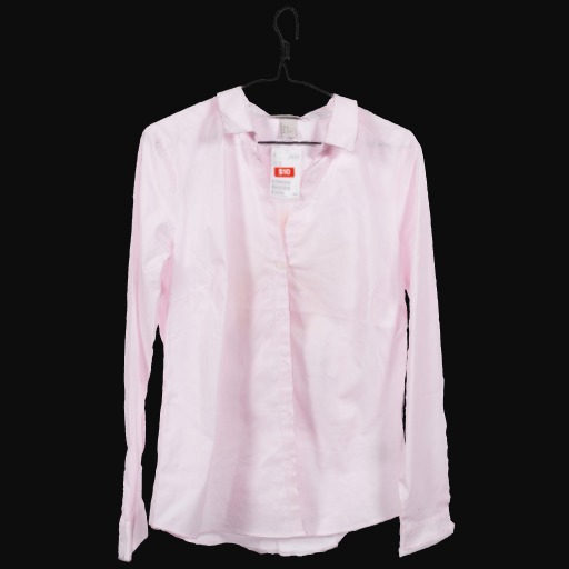 long sleeve pink button up shirt with collar.