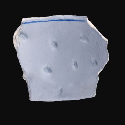 broken piece of porcelain cup with blue and white classical detail