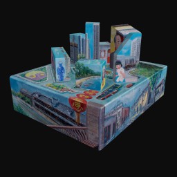 colourful 3D model of Beijing city with detailed buildings and people