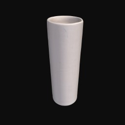 tall white ceramic sculpture with rounded open top
