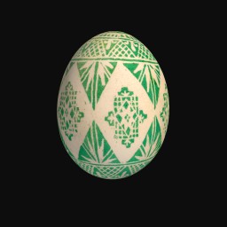 green patterened painted egg