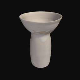 white ceramic sculpture with narrow body and wide open top